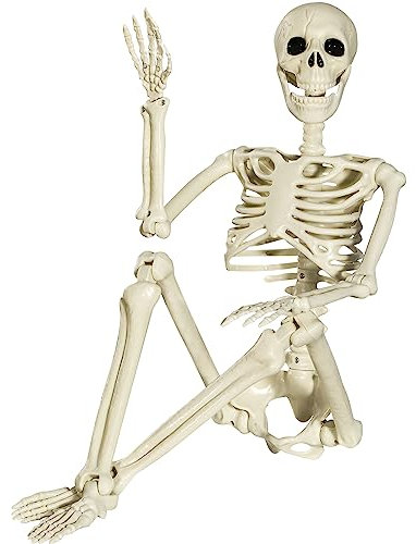SIFOEL 90cm Halloween posable Esqueleto de Cuerpo Completo con articulaciones móviles para Halloween al Aire Libre de Interior jardín casa Patio Decoraciones