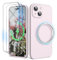 SURPHY Magnetic Case for iPhone 15 Case with Screen Protector, Liquid Silicone Anti-Scratch Compatible with MagSafe Gel Rubber Phone Case for iPhone 15 6.1 inch, Chalk Pink