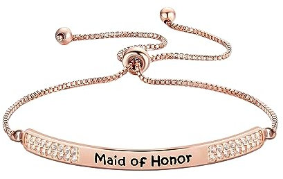 PLITI Armband für Trauzeugin, Brautparty, Junggesellinnenabschied, Schmuck, Hochzeitsgeschenk für Brautjungfer, Dankeschön, M, Edelstahl