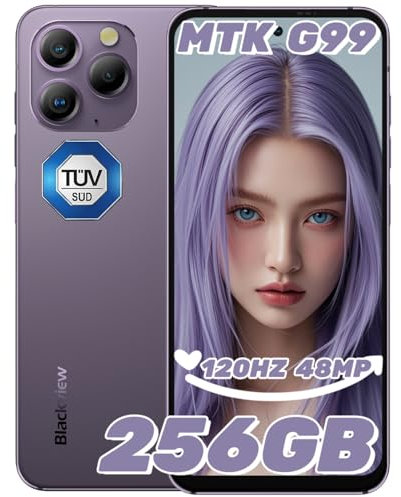 Blackview A96 Smartphone Ohne Vertrag, 24GB+256GB Helio G99 Android 13 Handy mit Harman Audio, 2.4K 6.5 120Hz Display, 48MP+8MP+16MP Kamera, 4380mAh akku 18W DUAL SIM Simlockfreie Handy 4G, NFC