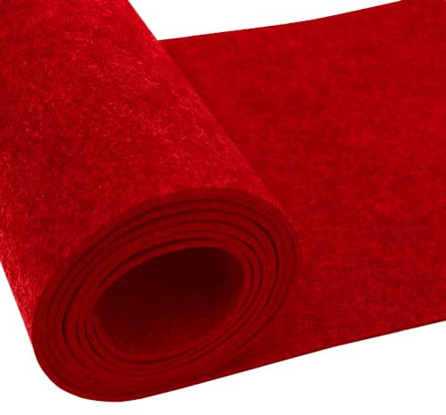 Yuragim Filz Meterware 30cmx250cmx3mm Filzstoff Basteln Ostern Kinder, Filzrolle Filzmatten Filz Rot Bastelfilz Filzunterlage Polyester Felt Fabric für DIY Handwerk Patchwork Nähen Manual Dekoration