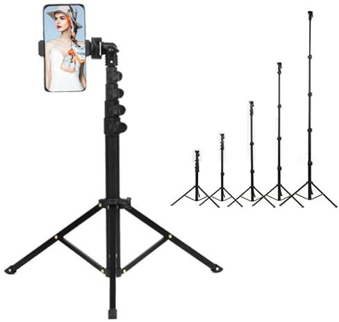 Soporte para teléfono móvil, 45 – 160 cm, trípode ligero, trípode ligero 3 en 1, soporte estable para teléfono móvil, palo selfie trípode para Samsung Huawei Xiaomi Canon cámara web (negro)