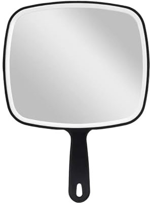 Stianiiie Miroir à Main Polyvalent avec réflexion sans Distorsion Salon Barber Miroir de Coiffure carré Noir 26.5X19cm