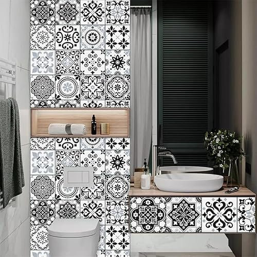 FliesenaufkleberMandala Vintage Mosaikfliesen PVC Klebefliesen Wasserdicht Fliesenaufkleber Bad Küchenrückwand Selbstklebend Ölfest Tile Sticker Wandfliesen Fliesen Folie Abziehbar 15x15/10 Pcs