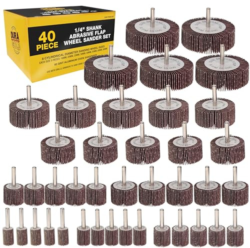 Dura-Gold 40-Piece Flap Wheel Sander Set with 1/4 Shank - 80 Grit Aluminum