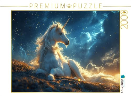 Puzzle · Anmut im Sternenlicht: Das weiße Einhorn auf der Nachtwiese | Ein mit künstlicher Intelligenz geschaffenes Kunstwerk, das die… · 2000 Teile · Lege-Größe 90 × 67 cm · CALVENDO Puzzle