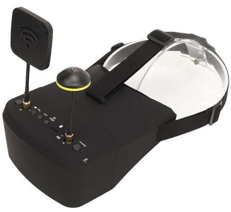 FPV-Brille mit DVR, 5 Zoll 5,8 GHz 40 CH 800 X 480 Diversity-Video-Headset, Ergonomische RC-Drohnenbrille mit Eingebautem 3,7 V 2000 MAh Akku, für Quadcopter RC Car