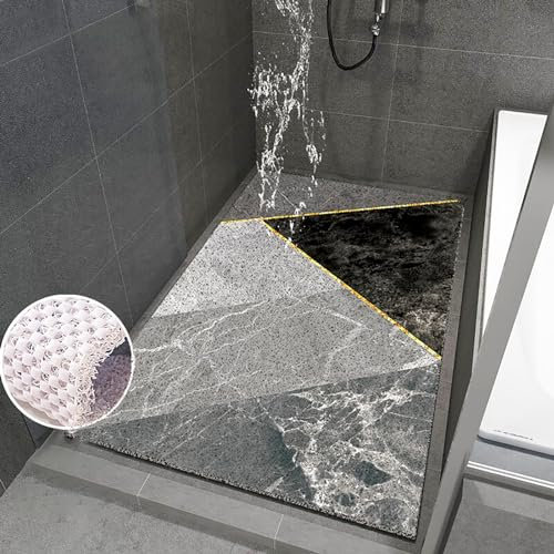Pevfeciy Tapis de Douche antidérapant 90x120 cm Doux et Confortable Tapis de Bain antiderapant avec Crochets,PVC, séchage Rapide, hautement perméable à l'eau, adapté aux Zones humides