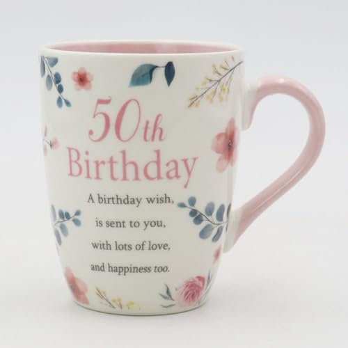 50th Birthday Mug Gifts for Women 50th Presents Quality Bone China Mug Cup Thoughtful Gift Fifty Birthday Gifts for Women Fiftieth