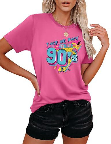 80s Baby 90s Made Me Shirt Damen Vintage Batik 90er Jahre Shirts Lässiges Retro 80er Jahre Nostalgie Shirt Oberteile (Rosa-b,L)