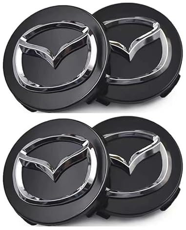 SXDZHK Auto Nabendeckel für Mazda 2 2014-2022, Nabenkappen Felgendeckel Radnabenabdeckung Felgenkappen Radnabendeckel Radnabenkappen Wheel Caps ABS Ersetzen Zubehör 4PCS,57MM-Black