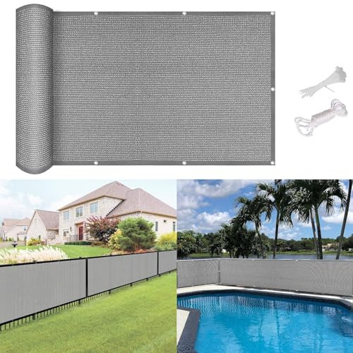 Brise-vue pour balcon - 95 x 400 cm - Résistant aux intempéries - Protection UV - Gris - Pour terrasse d'arrière-cour avec trous, 95 x 400 cm