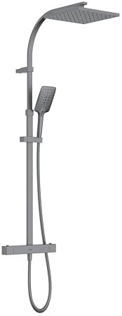 Quadrato Safe Touch Adjustable Thermostatic Rigid Riser Bar Shower Gun Metal