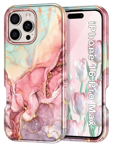 Btscase iPhone 16 Pro Max (2024) Case, [Military Grade Drop Test] Marble Pattern Slim Rugged Shockproof Cover for Women Girls Men Protective Anti-Scratch Case for iPhone 16 Pro Max (2024)