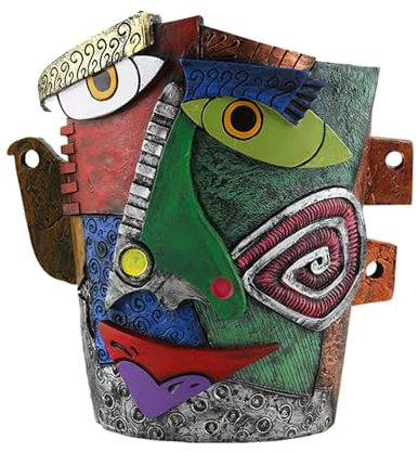 Pot de fleurs visage Picasso, jardinière visage abstrait Picasso | verte en pot contenant des s Pots de fleurs à visage abstrait - Récipient abstrait de résine colorée d’art de visage coloré pour l’ar