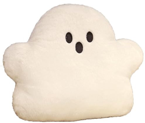 champracer Geisterkissen Halloween, Geisterplüsch, Geisterspielzeug Halloween Dekoration Halloween Plüschtier Cartoon Halloween Geisterkissen Puppe Geist Plüschtier Kissen (Weiß,30x40 cm)