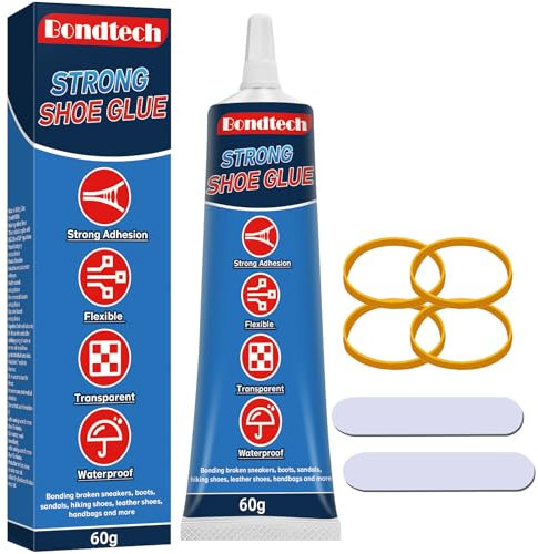 Shoe Glue Sole Repair 60 g, Shoe Repair Adhesive Slow-Drying, for Sneakers, Boots, Sandals, Leathers, Handbags and More, Clear, Flexible, Waterproof