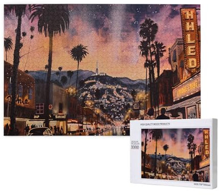 The Old Hollywood Printed Woodblock Puzzle - 1000 Pieces (Boxed) Puzzle Education Game - Home Decoration Puzzle