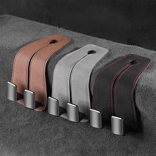 Twilight Garage Auto-Haken,2 Stück Auto Kopfstützen Leder Hängen Haken，Doppelhaken für Autositzrückseite，Multifunktionale Auto-Kopfstützen-Haken，Autohaken für Segnen (SCHWARZ)