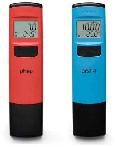 Combo Pack Testeurs PH HI98107 + HI98304 EC Hanna Instruments | Testeur numérique | Mesure précise + température de l'eau | Comprend des enveloppes d'étalonnage et de nettoyage