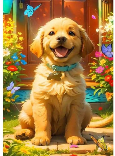 NAIMOER Hunde Diamond Painting Erwachsene, 5D Diamant Painting Bilder Erwachsene Diamond Painting Tiere DIY Diamant Malerei für Home Wand Décor 30x40cm
