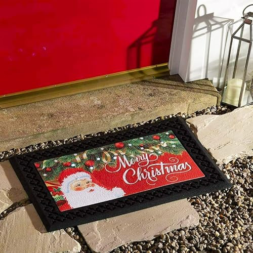 Christmas Doormat - 45 x 75cm - Pack of 1 - LED Illuminated Santa Claus Design with 'Merry Christmas' Melody - Indoor/Outdoor Non-Slip Rubber Backing - Festive Holiday Décor