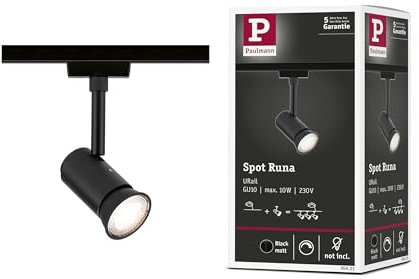 Paulmann 95621 URail Schienenspot Runa GU10 max. 10W dimmbar 230V Schwarz matt Schienensystem - Leuchtmittel frei wählbar