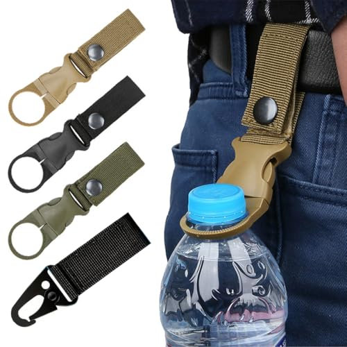 DLPRK 3 pièces Boucle de Bouteille d'eau, Sangle Suspendue, Crochet Ceinture, Clip Porte-Bouteille d'eau pour Camping, Randonnée, Gourde