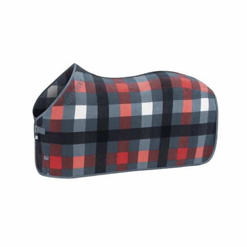 Eskadron Classic Sports Abschwitzdecke Fleece Check, Größe:135 cm, Farbe:Steel Blue - White - Navy - Coral Blossom