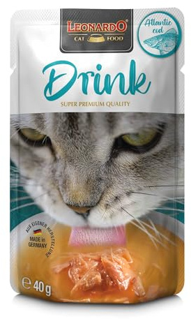 LEONARDO Drink Atlantic Cod [20x40g Multipack Sorte Kabeljau & Huhn] Katzendrink | getreidefreie Fisch- und Hühnerbrühe mit Fleischstreifen | Ergänzungsfuttermittel für Katzen
