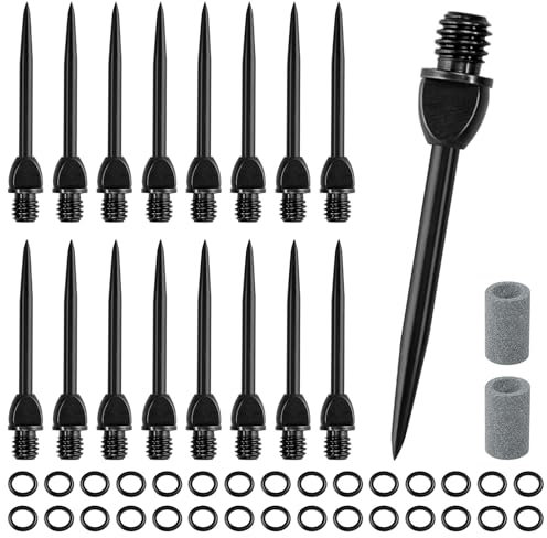 AOROPS Steel Dartpfeile Spitzen, 15 Stück Steeldartspitzen Metall mit 30 Gummiringe, Dartspitzen Steel Metallspitzen für Dartpfeile Umrüsten Softdart mit 2 Dartpfeile Spitzer