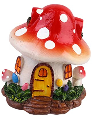 Kreatives Pilzhaus Miniatur Resinmodell für Mooslandschaft und Terrarium | Kunstharz, Rot, Fein Gearbeitet, für Micro Landschaft Selbstgemacht und Schattenbox Szene, Dekorativ