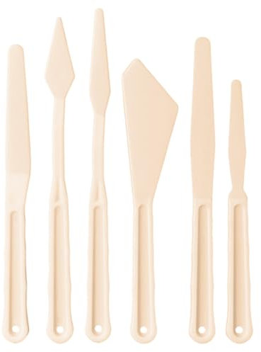 Fc'Noqgn 6 pièces grattoir pour Peinture, Couteau à Peindre en Plastique, spatule pour Peinture Acrylique, Couteau à mélanger pour pâte structurelle, Peinture à l'eau