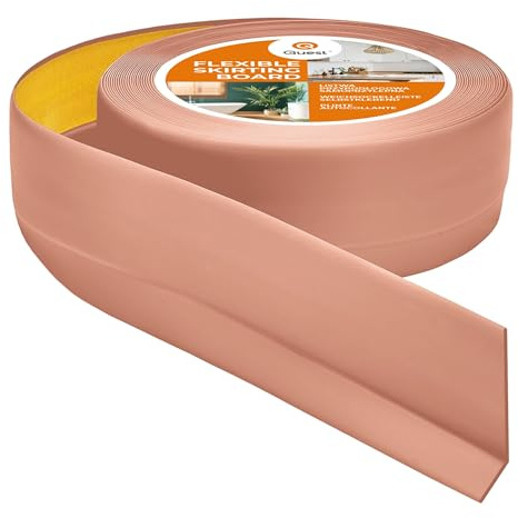 Quest Weichsockelleiste PVC 50x20 mm selbstklebend - Hell-Braun, 20 m | Flexible Knickleiste & Abschlussleiste, für Küche, Bad & Wohnraum, Montage ohne Bohren, schmutzabweisend
