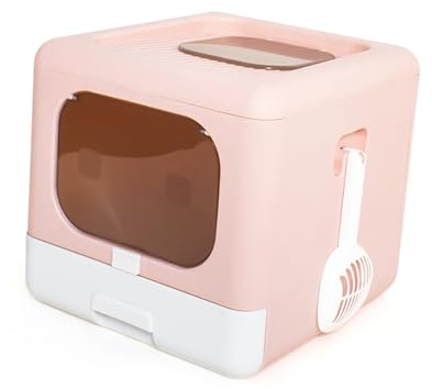 Brrnoo Lettiera per Gatti Pieghevole, Lettiera per Gatti Pieghevole con Coperchio Toilette per Antispruzzo con Ingresso dall'alto Vasino per Chiuso Jumbo, Vasino Chiuso con Cassetto a Paletta Tipo
