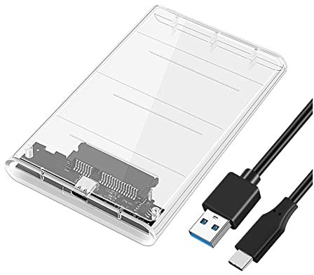 Wadakada Caja HDD USB3.0/Type-C de Caja de Disco Duro de 2,5 Pulgadas SSD SATA3 a USB 3,0 Caja HDD Transparente Caja USB C HDD 5Gbps