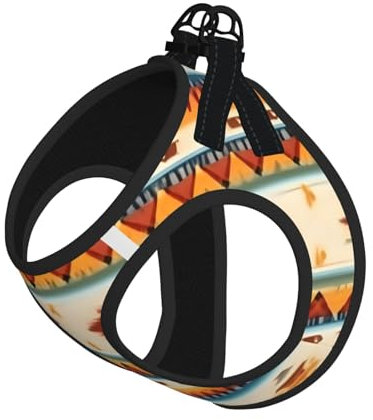 Hundegeschirr mit Leine, bedruckt, mit Indianer-Druck, verstellbar und reflektierend, zum Hineinsteigen