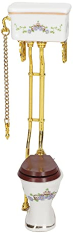 ZJchao Toilettes Jouets pour Maison de Poupée, Meubles en Céramique et Métal, Accessoires et Meubles de Maison de Poupée, Style Vintage Mignon pour Accessoires Photographiques