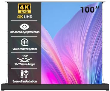 100 inch ALR Motorized Floor Rising Projector Screen for Long/Standard Throw Projector, Movie Screen for Home Theater, Motorized Projector Screen 4K/8K Ultra HD, Active 3D