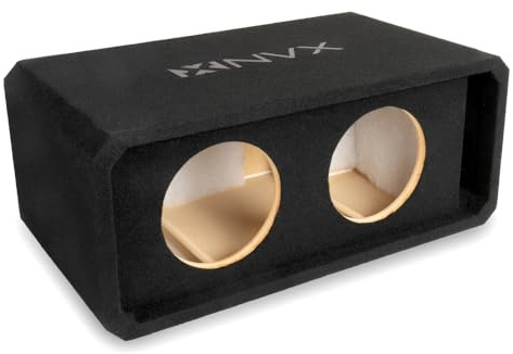 NVX NE82P Boîtier de caisson de basses à double fente de 20,3 cm – Sous-boîte en MDF de 1,5 pi cube avec Polyfill, accordage 38 Hz, bornes à ressort, finition moquette noire