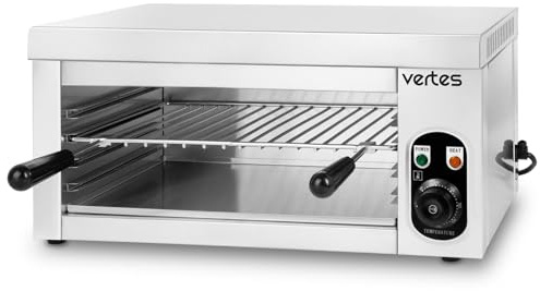 VERTES Salamander Grill, Höhe 280 mm, regelbar 50-300°C, 2000 Watt Gastronomie Ofen zum Überbacken, Gratinieren, Karamellisieren und Warmhalten von Speisen, Edelstahlgehäuse, Multigrill