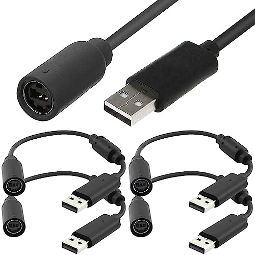 HAAMNING7 Ersatz Dongle USB Abreißkabel, kabelgebundenes Controller Abreißkabel, Game Controller Adapter für Xbox 360, Schwarz (4er-Pack)