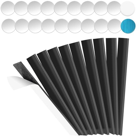 Staranry 10 Stück Selbstklebende Magnetstreifen mit 20 Metallplättchen | Als Haftgrund, Zuschneidbar und Langlebig, Flexible Flache Magnete 15x2.5 cm für Whiteboard Kühlschrank Basteln,