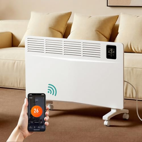 EMKE Radiatore Elettrico Intelligente 2000W Bianco, 755x420x80 mm | Convettore con WiFi e Controllo tramite App, Riscaldamento Elettrico a Basso Consumo, Montaggio a Parete o a Pavimento