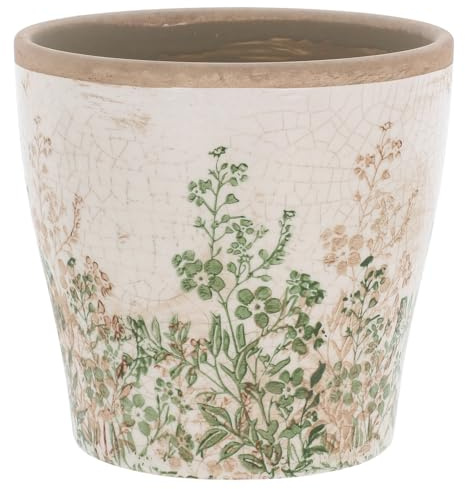 Shudehill Giftware Natural Garden Botanical Ceramic Planter, Decorative Plant Pot with Floral Design