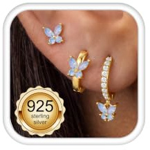 Chriscoco Ohrringe Silber 925 Damen Kleine Creolen Goldene Ohrringe Set | 3Paar Ohrstecker Gold,Ohrstecker Silber 925,Hypoallergene,Vergoldete Ohrringe,Piercing Ohr,Creolen mit Anhänger