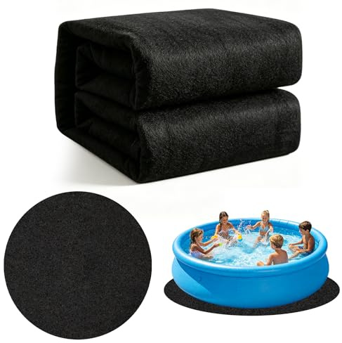 VEEKAY Tappetino per Piscina 4m Rotondo, Telo di Fondo in Geotessile 200g/m², Protettivo e Antiscivolo per Piscina Fuori Terra, Pieghevole e Ritagliabile per Vasca Idromassaggio