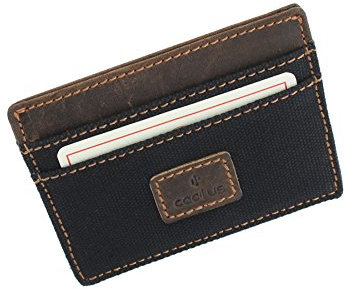 Cactus Slim Canvas Card Holder with Leather Trim and RFID Protection 625_81 Black
