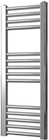 Greened House Chrome Straight Heated Towel Rail 300mm wide x 800mm high Flat Central Heating Towel Radiator