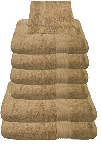 Julie Julsen 8 TLG Handtuchset 2 Badetücher 4 Handtücher + 2 Waschhandschuhe gratis Reine Baumwolle über 30 Farben Sand